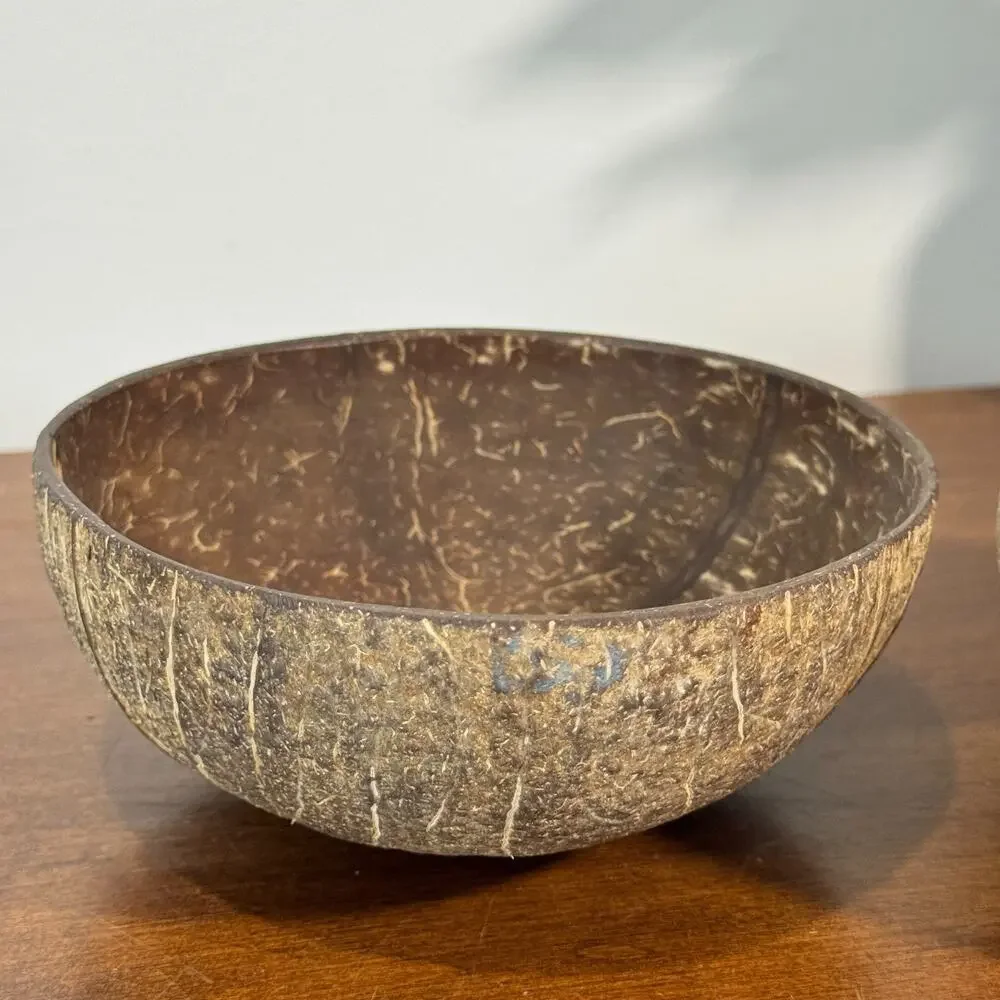 Set of 2 Coconut Shell Bowl Halves Reusable Eco-Friendly Handmade Dessert Cup